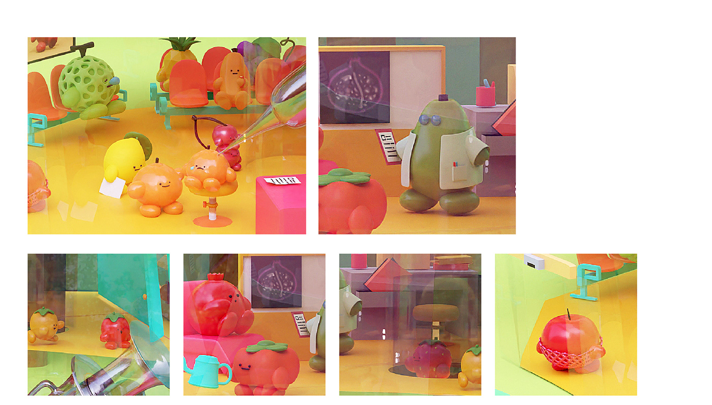 3d modeling blender cute character Fruit poster storytelling   建模 水果