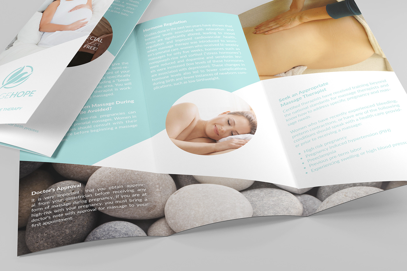 marketing   brochure brochures massage print Collateral mock up editorial graphic design  prenatal