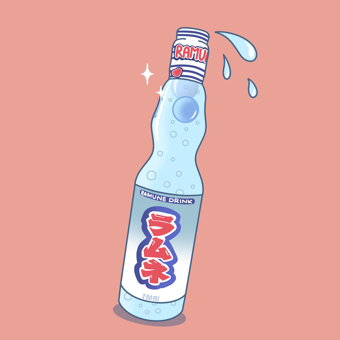 ramune drink bottle japan kawaii ILLUSTRATION  draw Procreate artist art