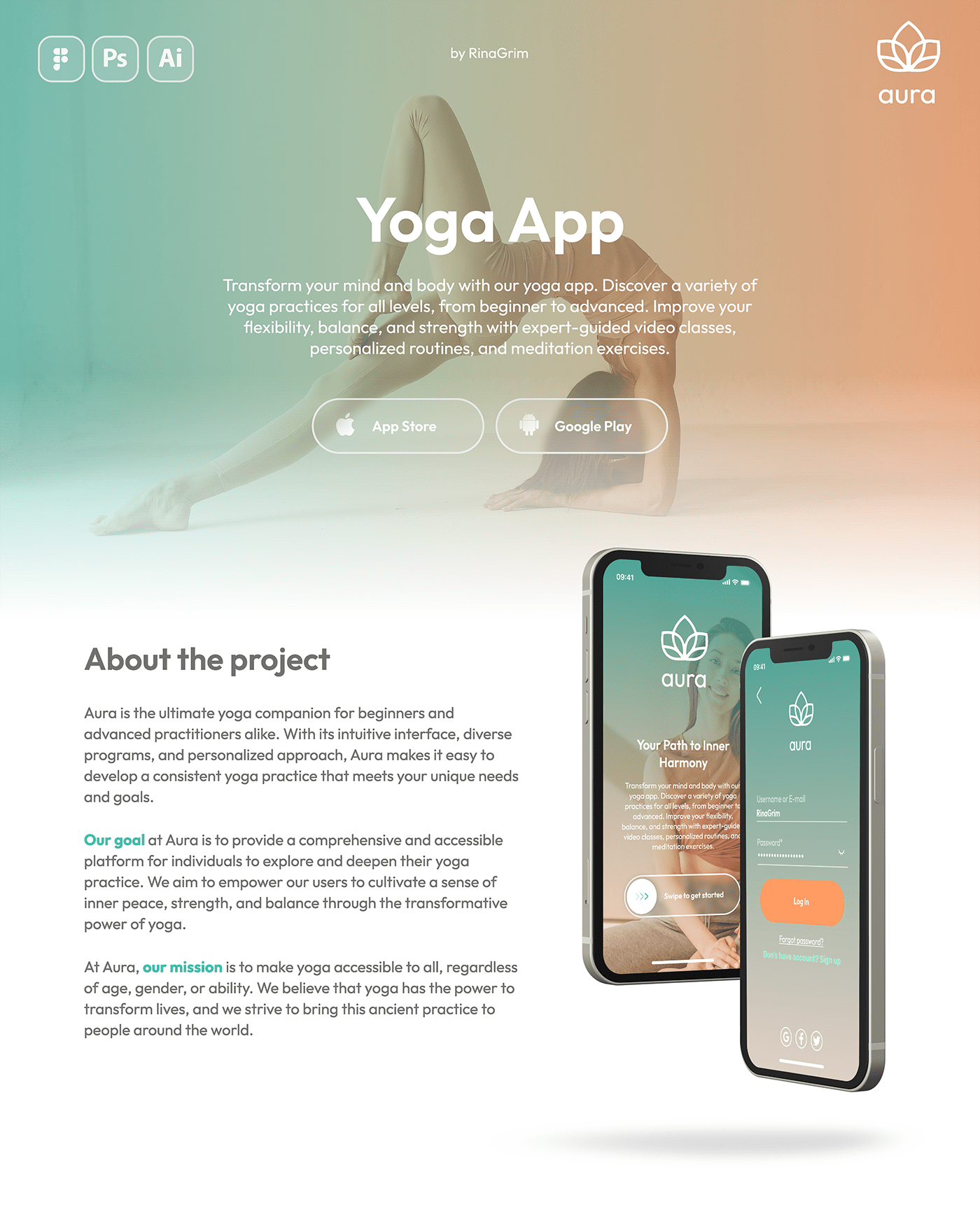 Figma fitness gym Health Mobile app ui design UI/UX workout Yoga yoga app