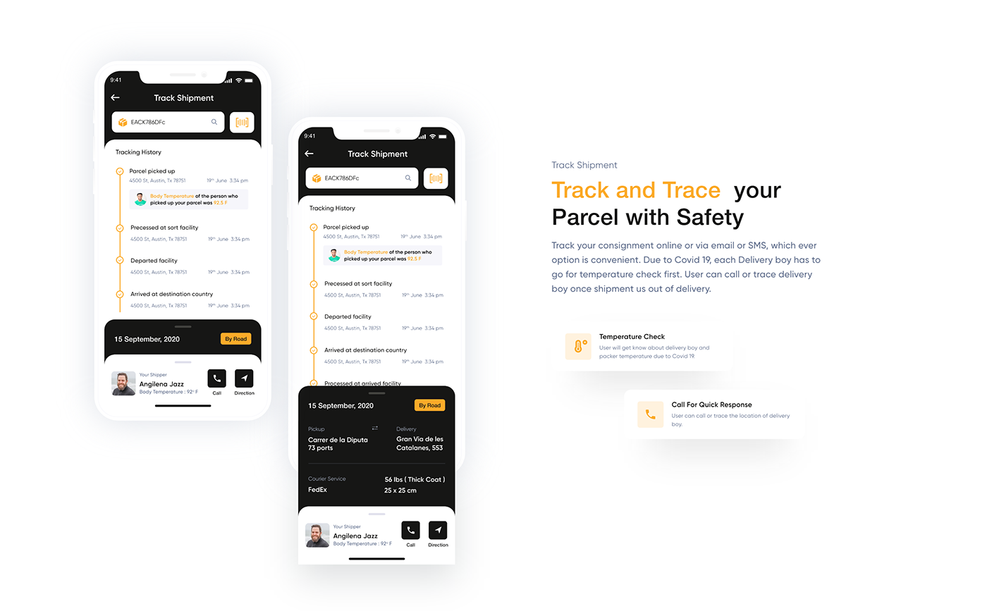 Delivery Mobile App Interaction design  Mobile app Package Delivery App product design  track location ui ux UI UX Case study user experience user interface