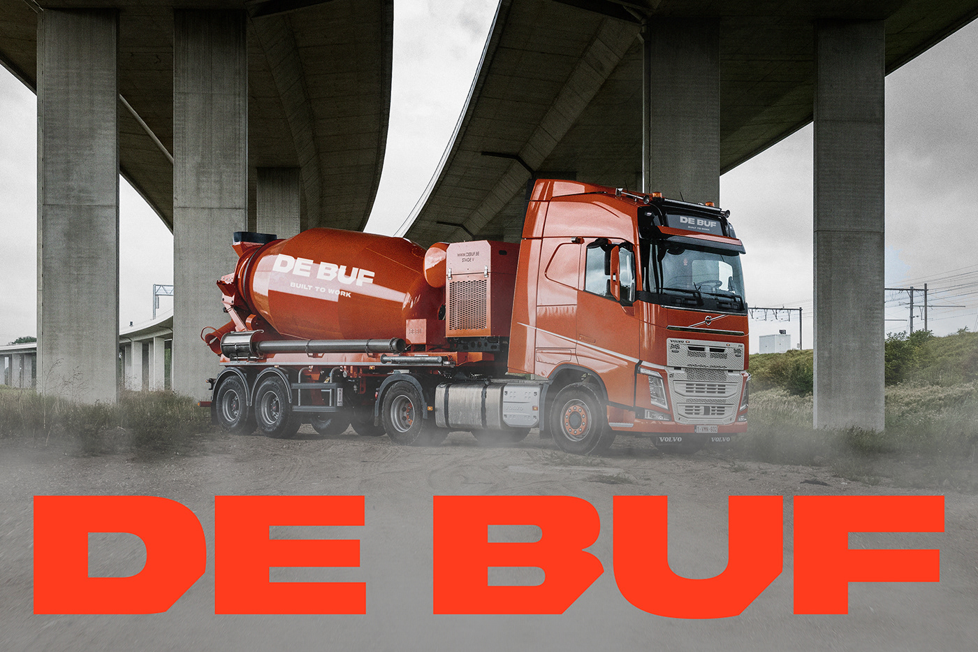 De Buf logo photographed on truck under bridge.