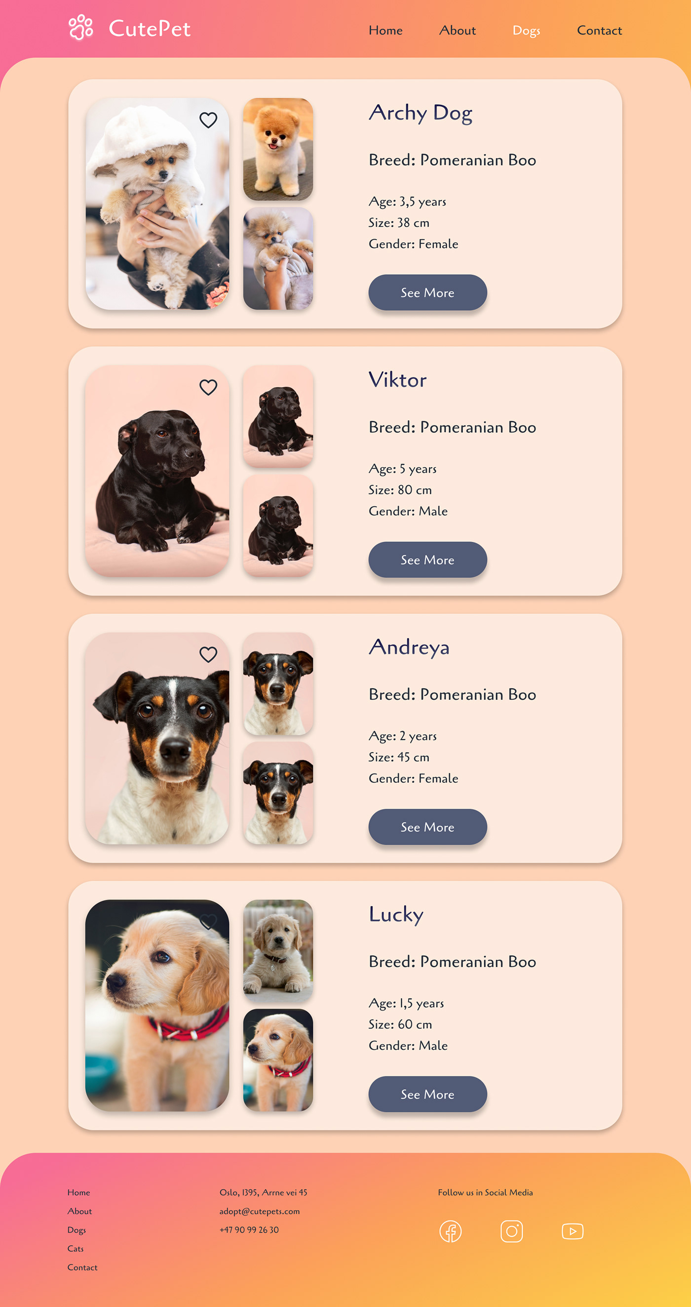 Web Design  UI/UX ui design landing page desktop dog animal adoption Pet Logo Design