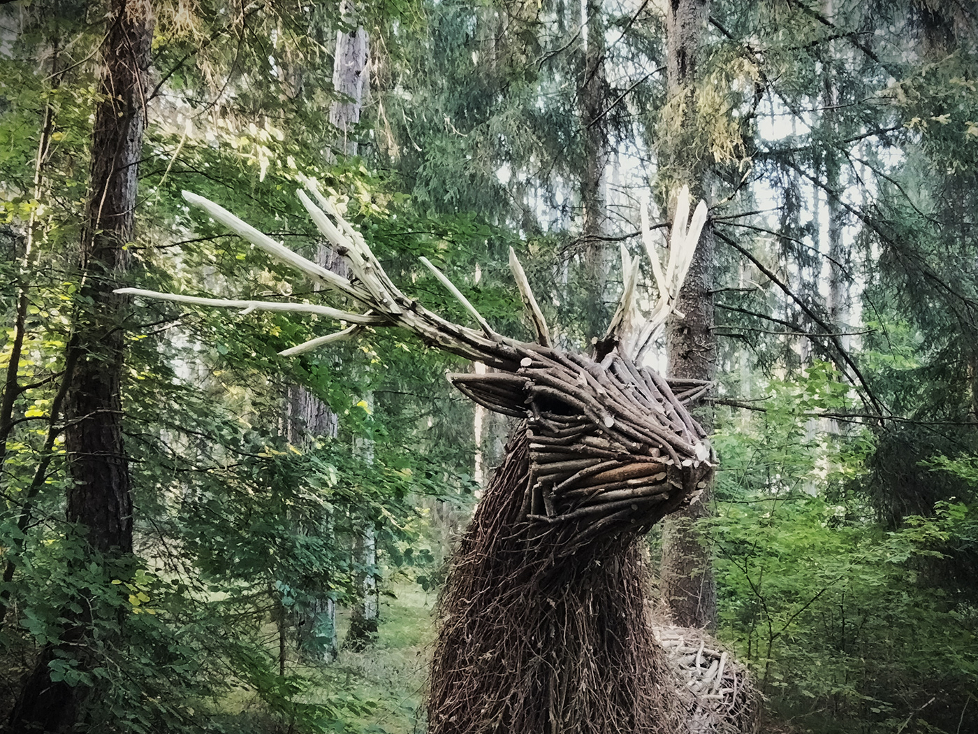 landart sculpture installation wood Nature mountains deer animal environment Landscape