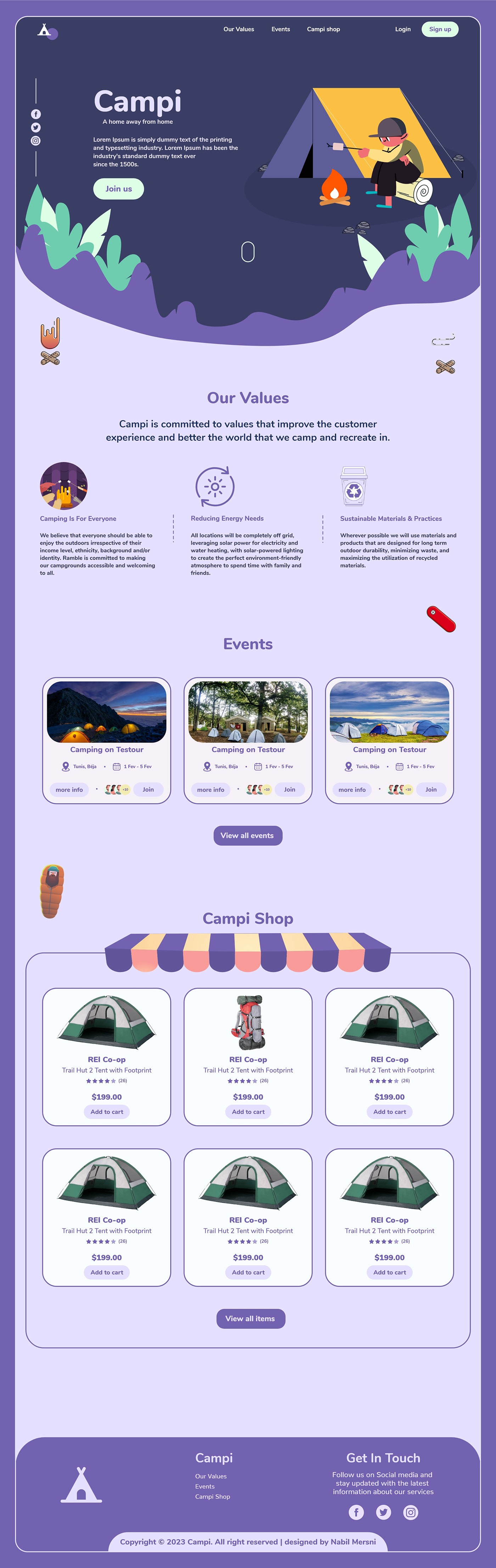 lottie animation landing page camping Nature Environment design animation 