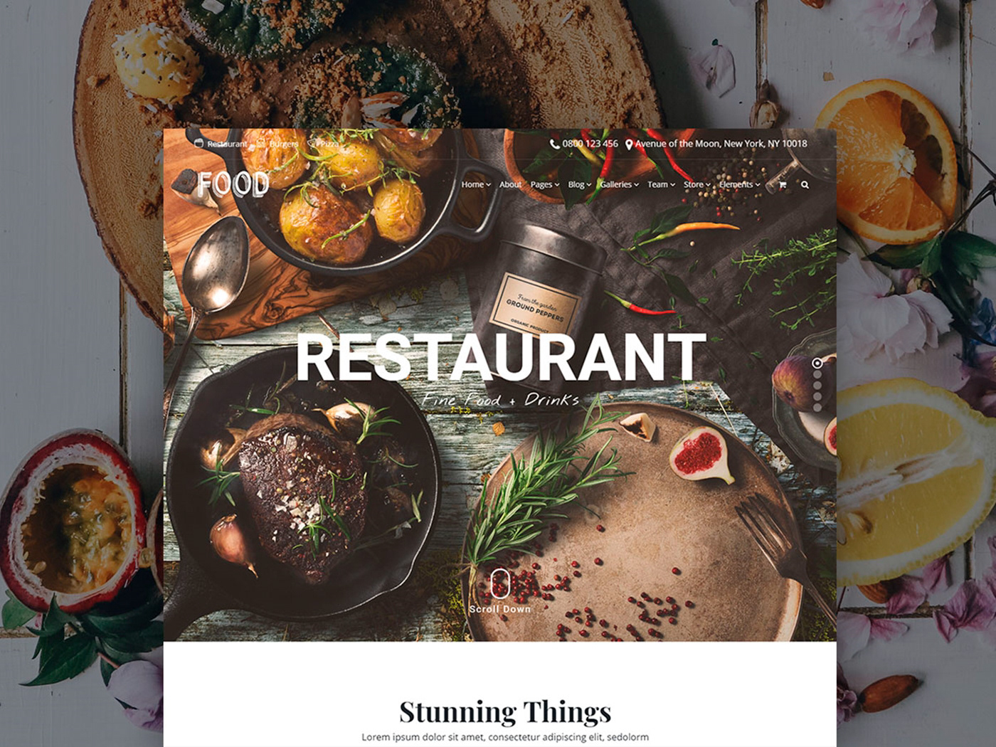 Food  restaurant wordpress Theme templates plugins Responsive site builder css HTML