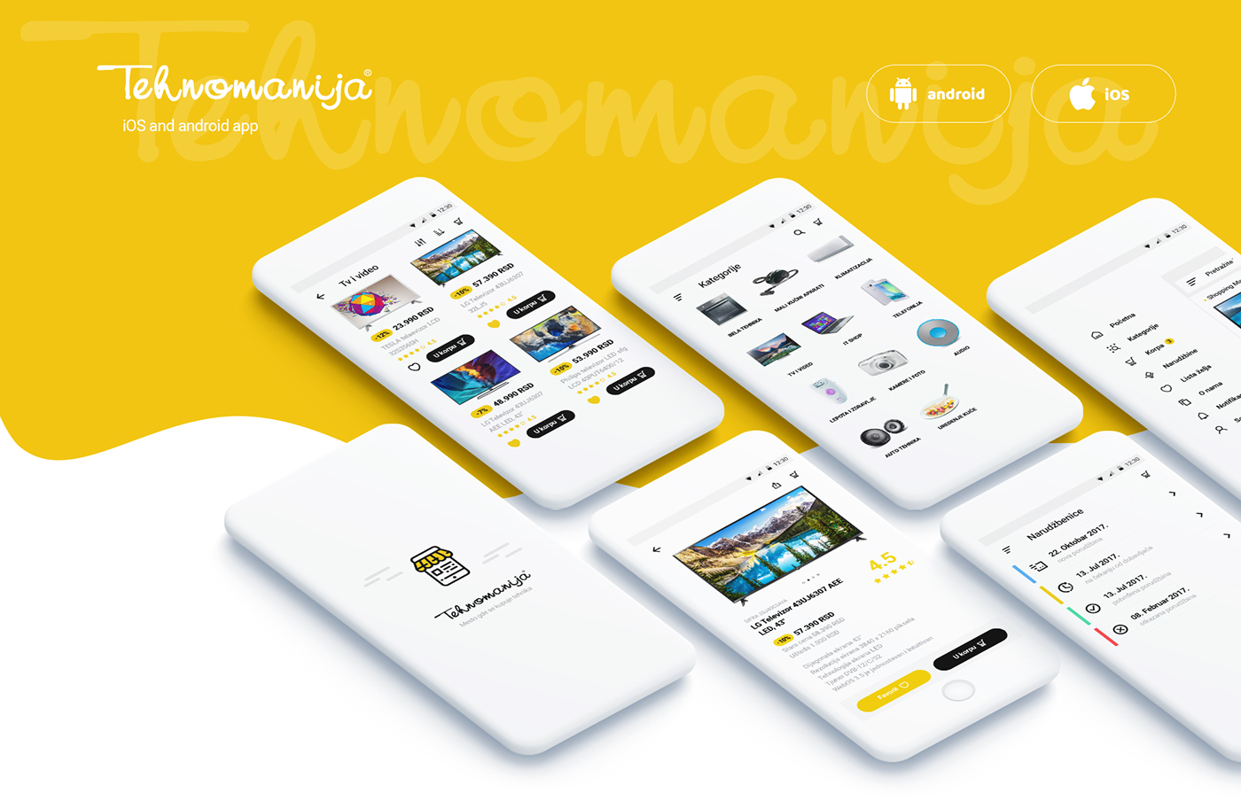 app mobile android ux UI user experience user interface yellow Minimalism