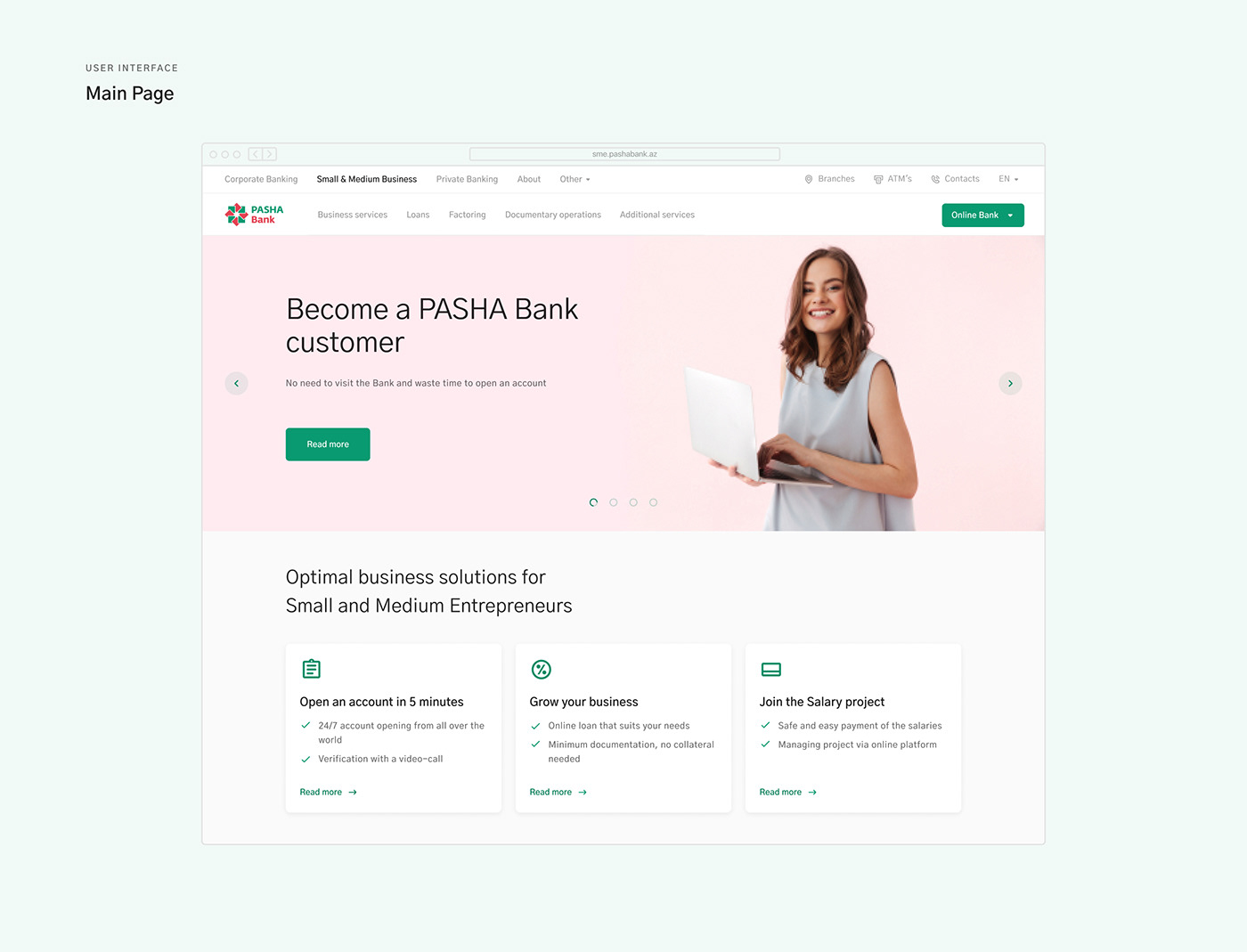 Bank interactive product smebanking UI/UX Web Design  banking finance Website