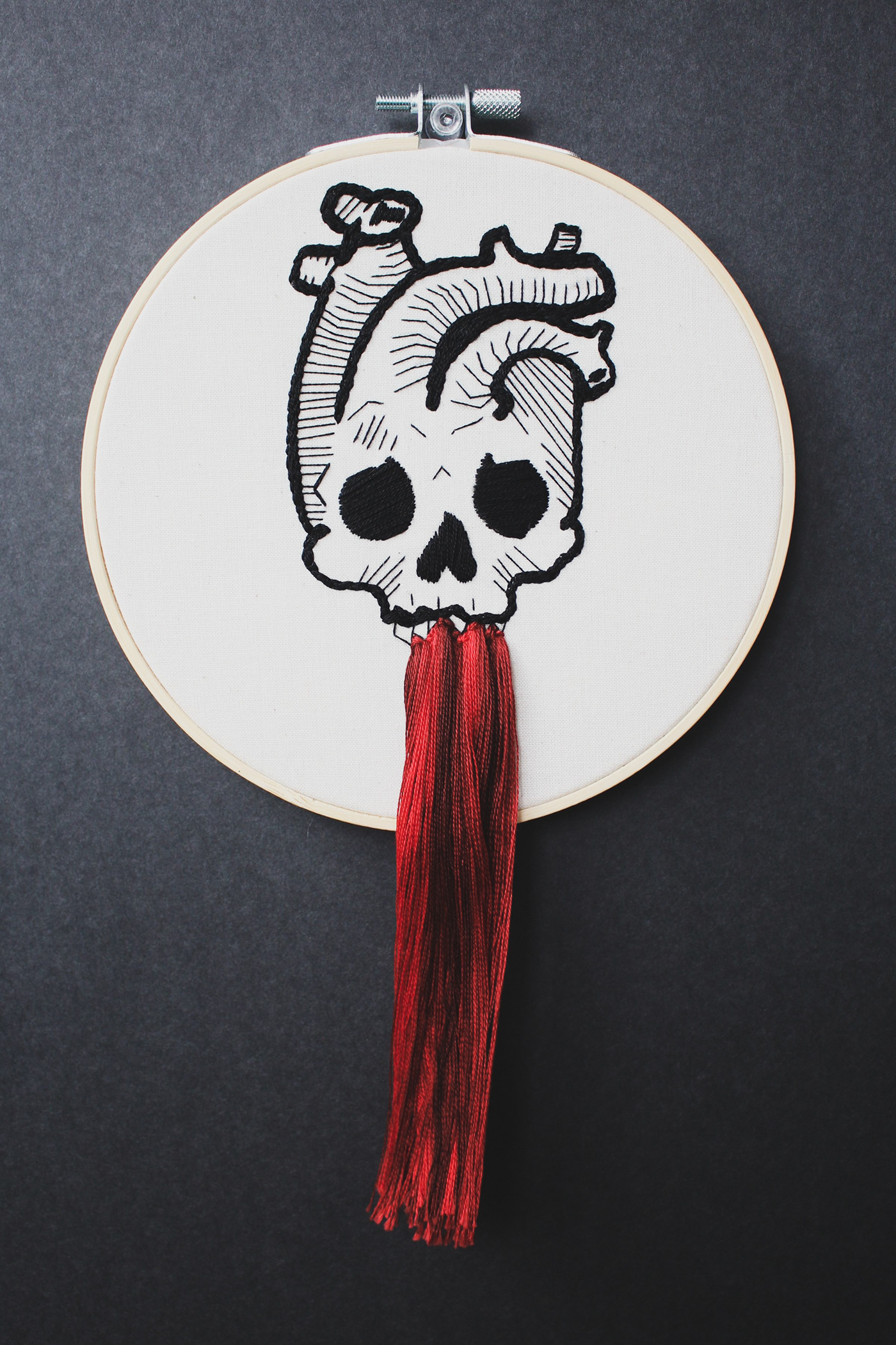 dark Embroidery fantasy heart skull