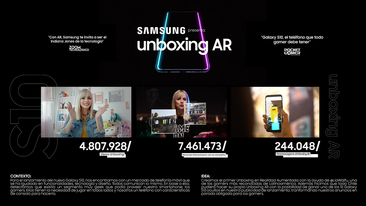 realidad aumentada unboxing galaxy Samsung telephone out of home AR game
