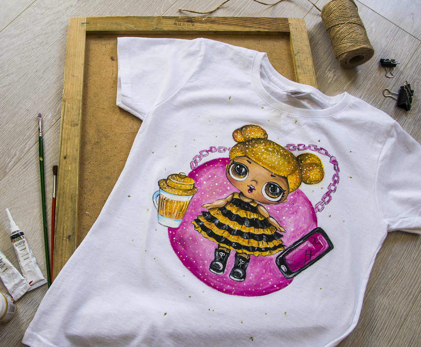 t-shirt hand-painted clothes children Fashion  Style doll lol wear apparel