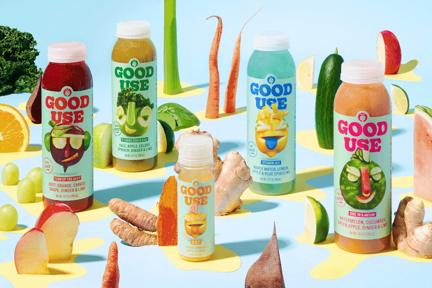 brand identity design Good Use Ugly Juice juice Juice Packaging Packaging visual identity