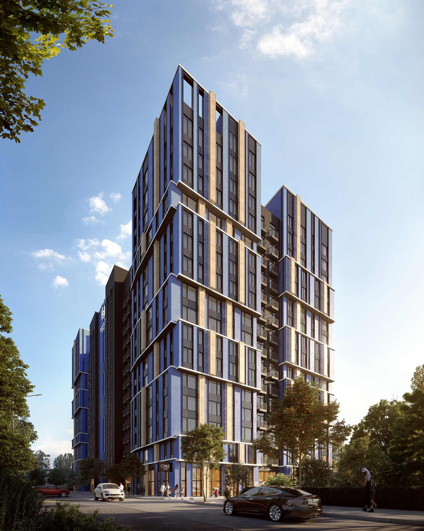 achitecture residential complex architect Kyiv ukraine 3D Render baust
