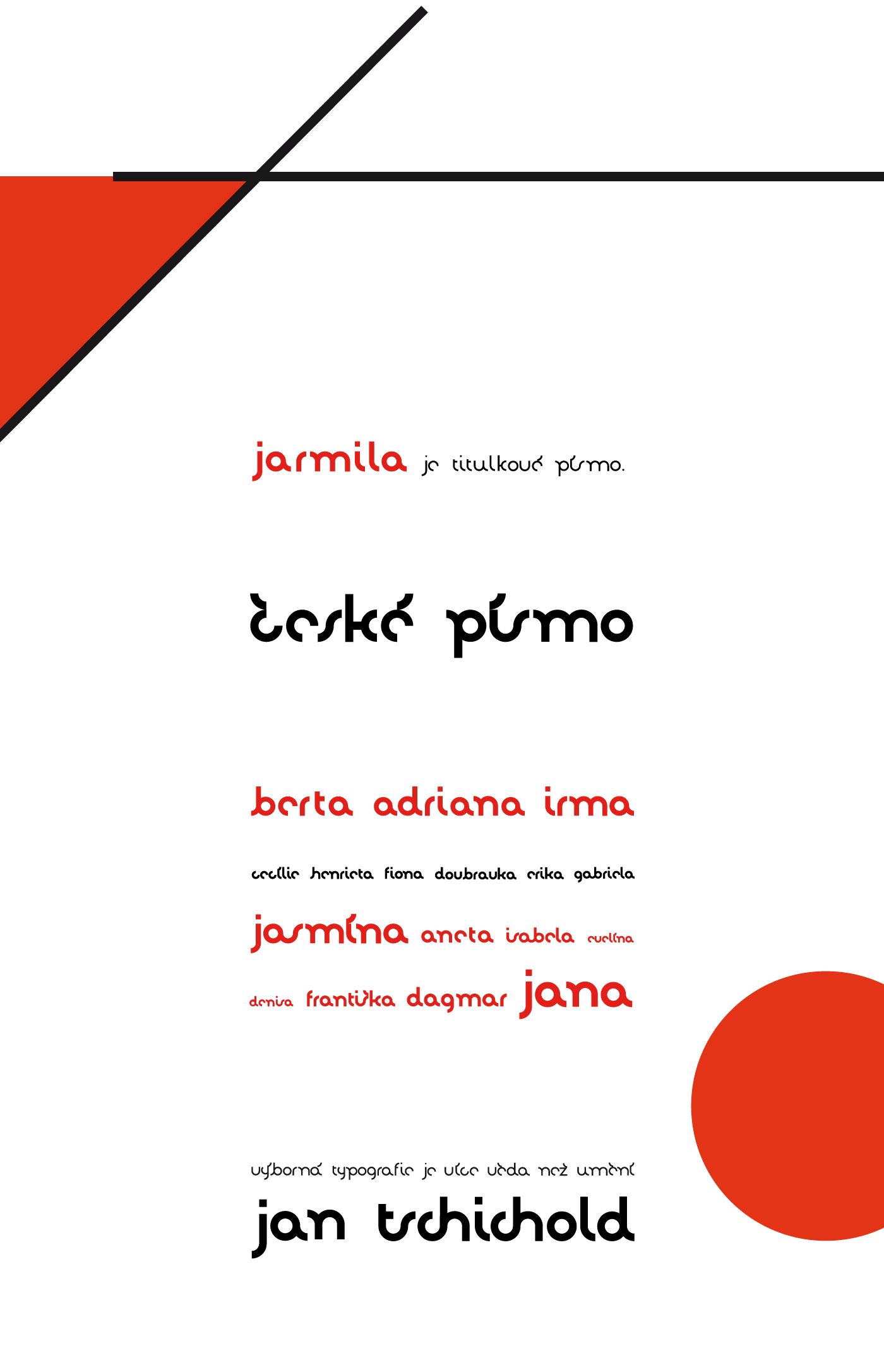 student typography   bauhaus Czech typo Typeface Retro geometric simplicity red