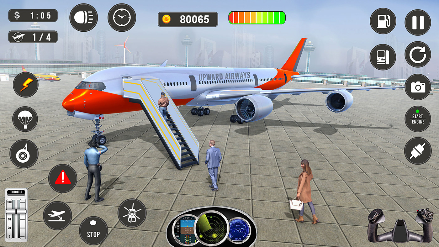 airplane airline flight airport plane simulation Render 3D CGI