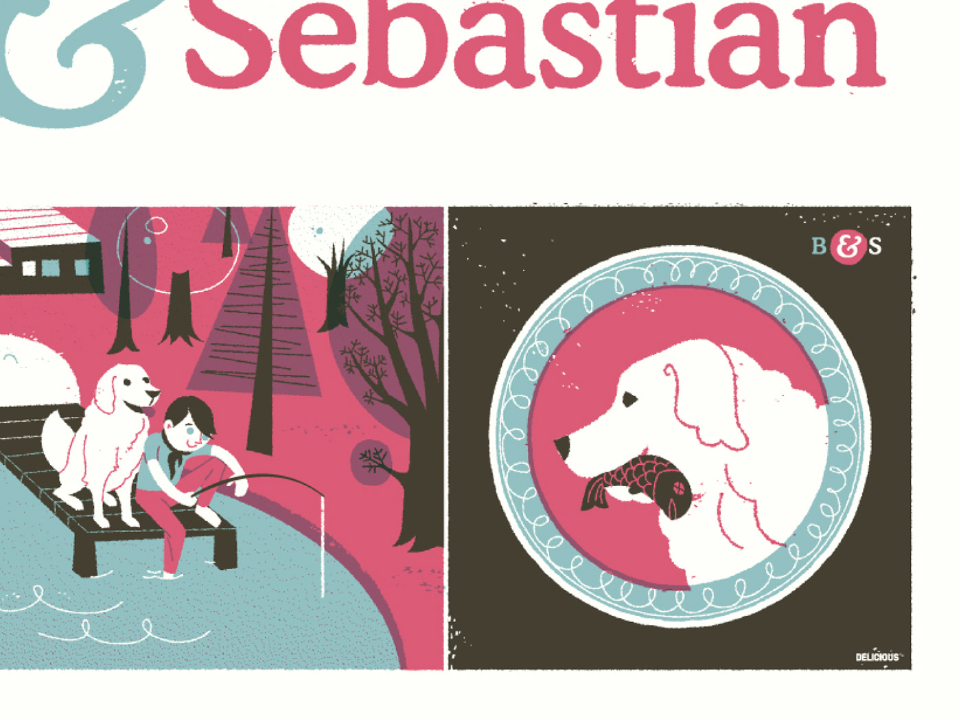 belle & sebastian book illustration children's book cute dog French GigPoster midcentury Rockposter screenprint