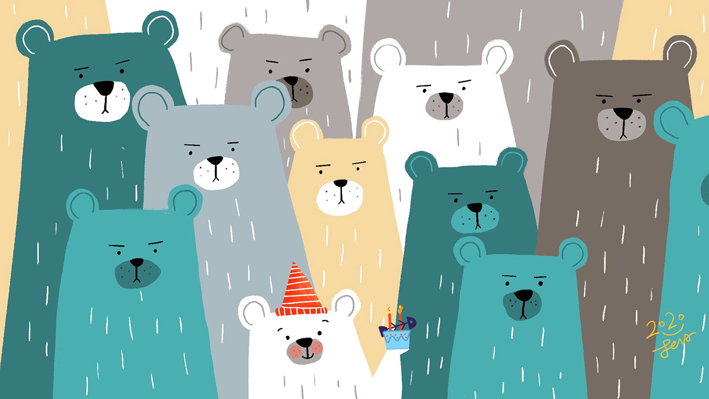 angry bear illustrasyon party chidren book