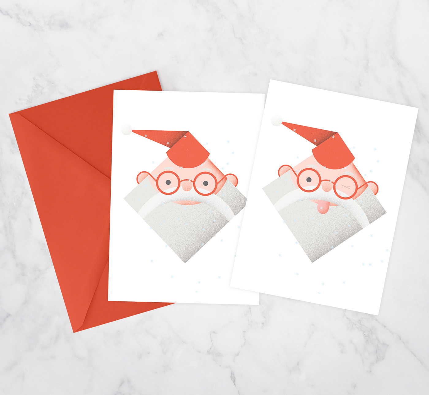 gift wrap card holidays Christmas santa Santa Claus père-noël snow beard winter geometric Wrapping paper gift Wrap envelope