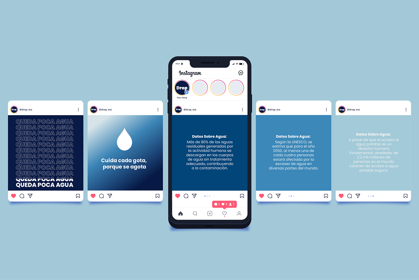 water social campaign awareness Drought infographic data visualization app social media UX design