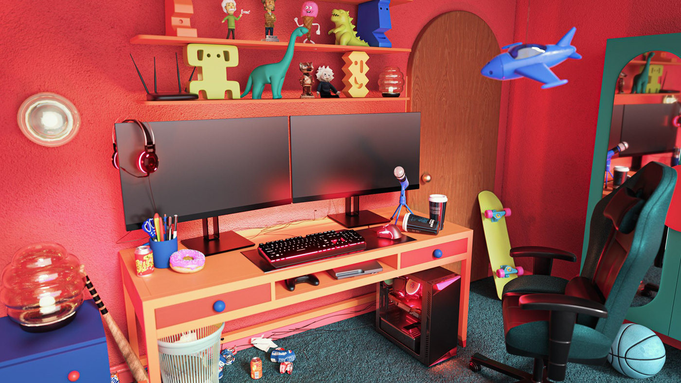 architecture archviz Gamer Gaming Gaming room Interior interiordesign redesigned visualization