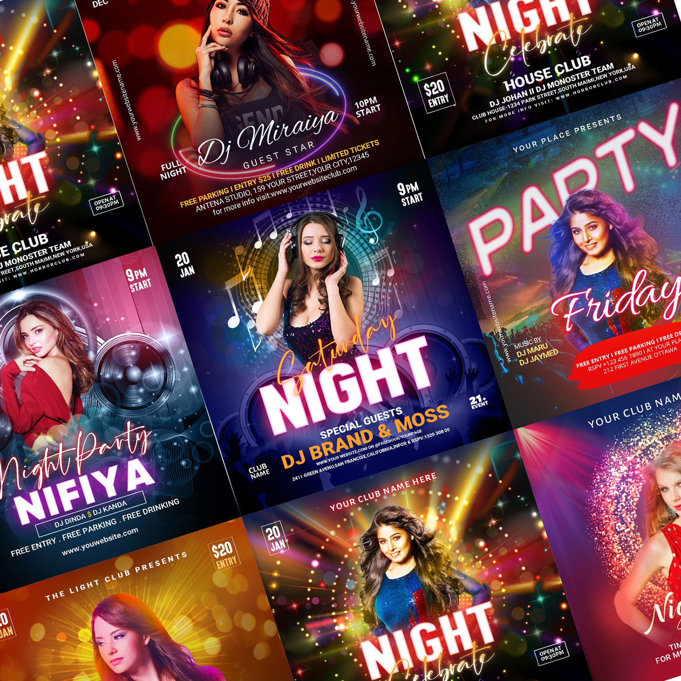 Advertising  club flyer DJ party event party night club party Party Banner party banner design party flyer template