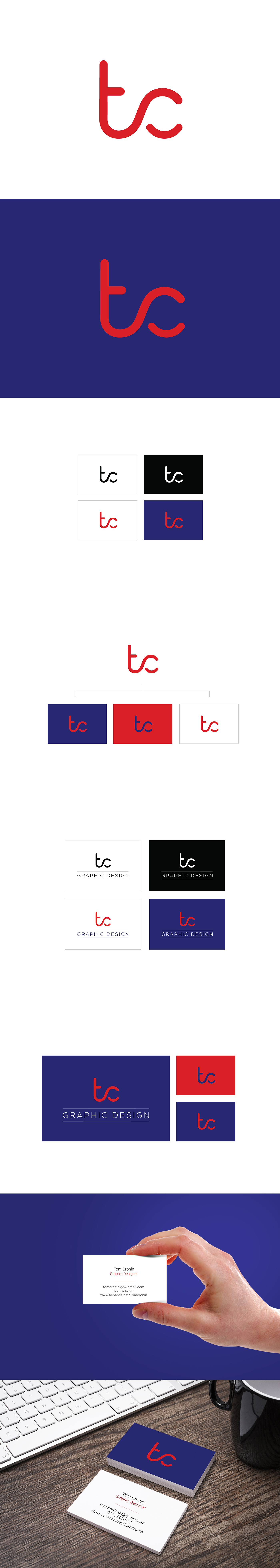 logo brand print type typography   business card Self-branding initials design blue and red
