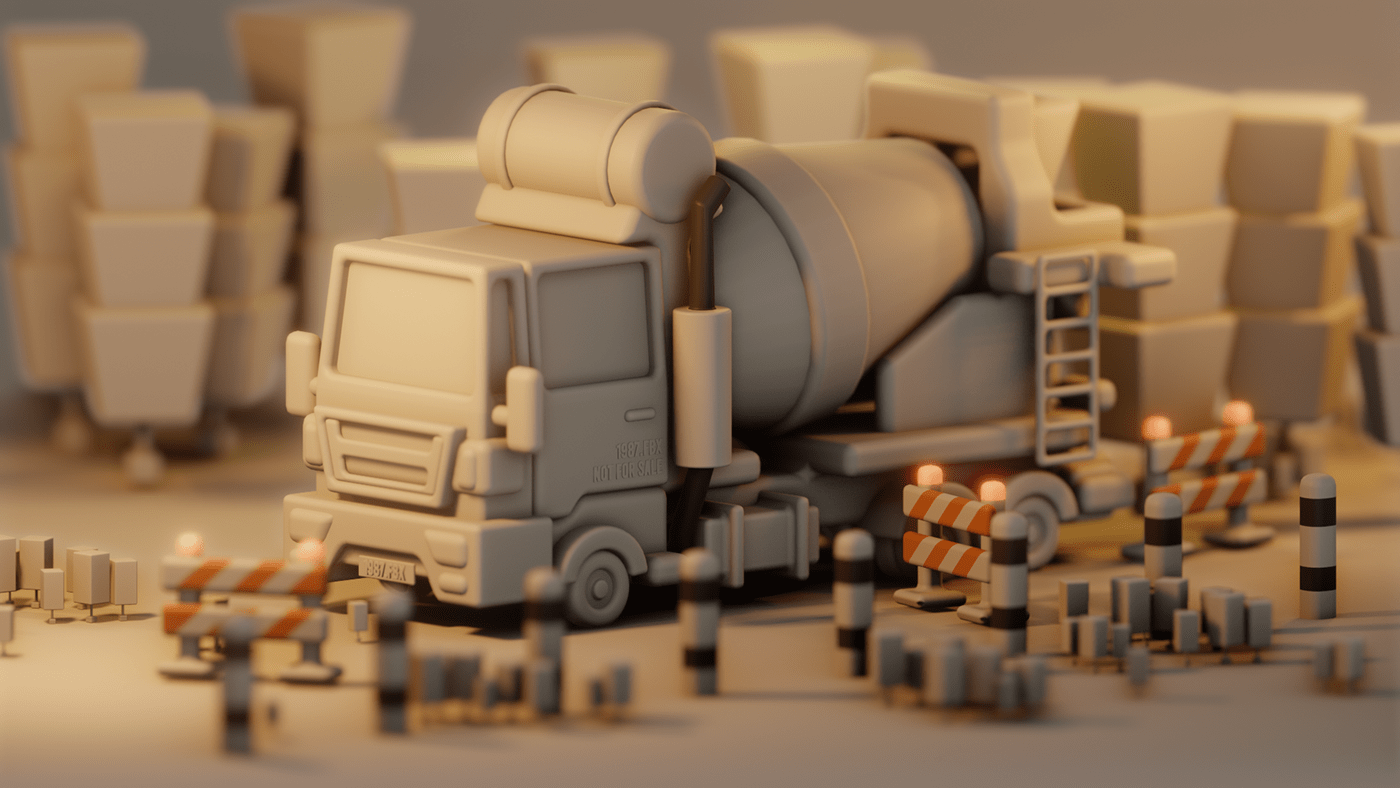 3D CGI children cute kawaii kids Render toy Truck Vehicle