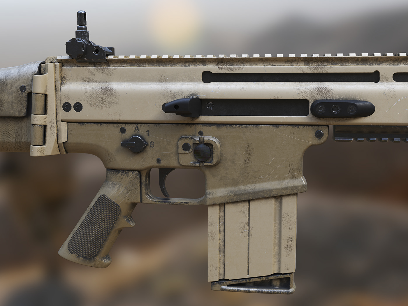 3D weapon 3D Rifle vray gpu