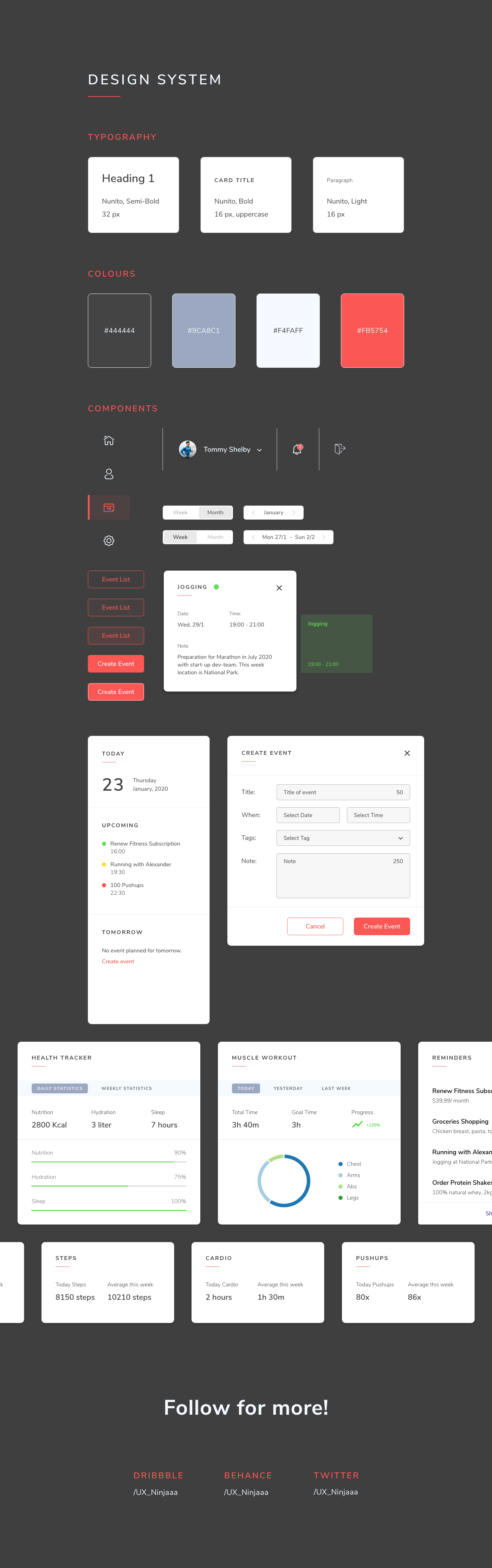 xddailychallenge dashboard UI components adobexd fitness tracking