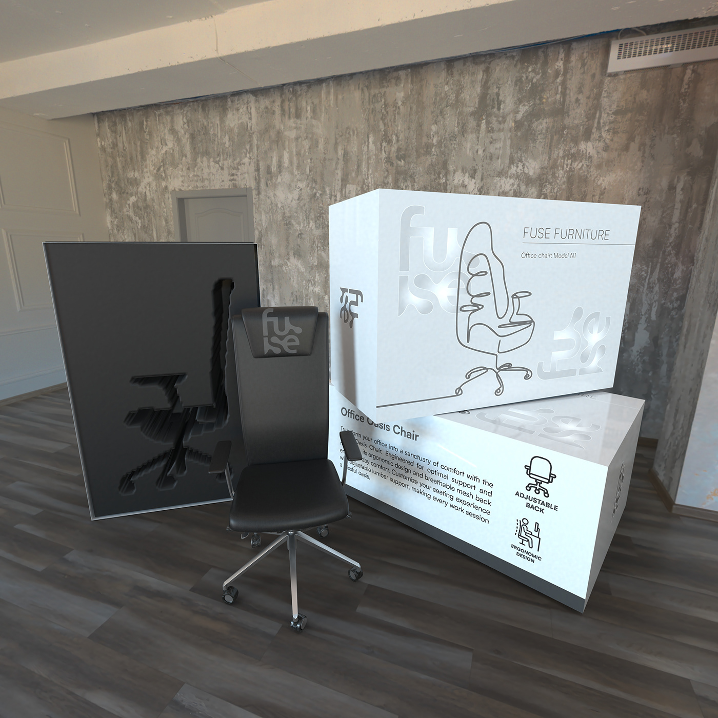 design Graphic Designer Logo Design 3ds max Render furniture Office 3D modern chair
