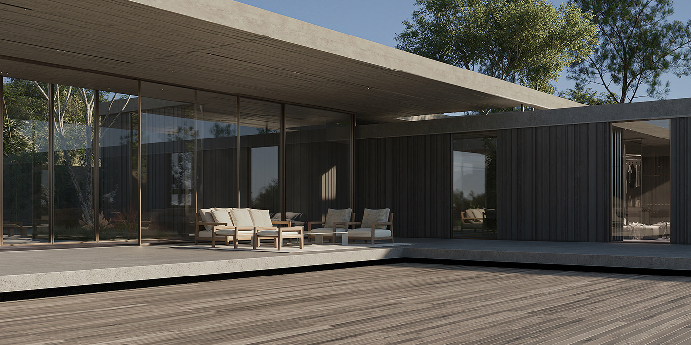 3ds max corona CoronaRender  design exterior interior design  modern poolhouse Render Villa