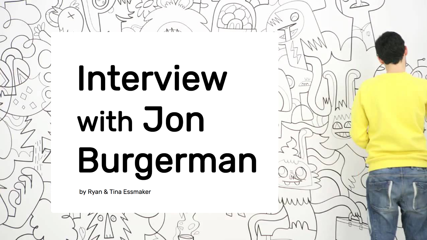 editorial Web article interview Illustrator text jon burgerman mobile Experience interactive