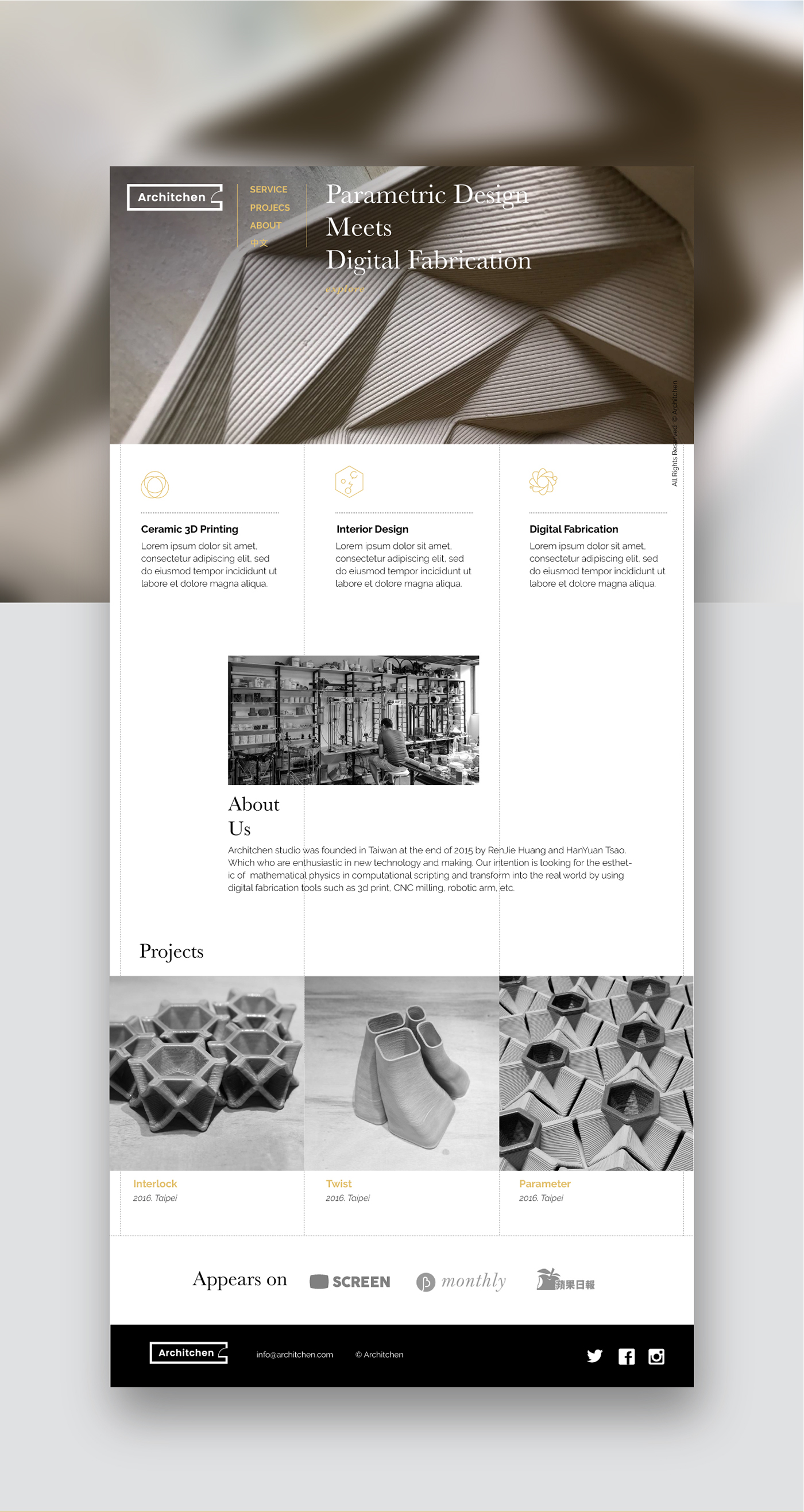 Website Web Design  architecture 3d printing ceramic art direction  bilingual website