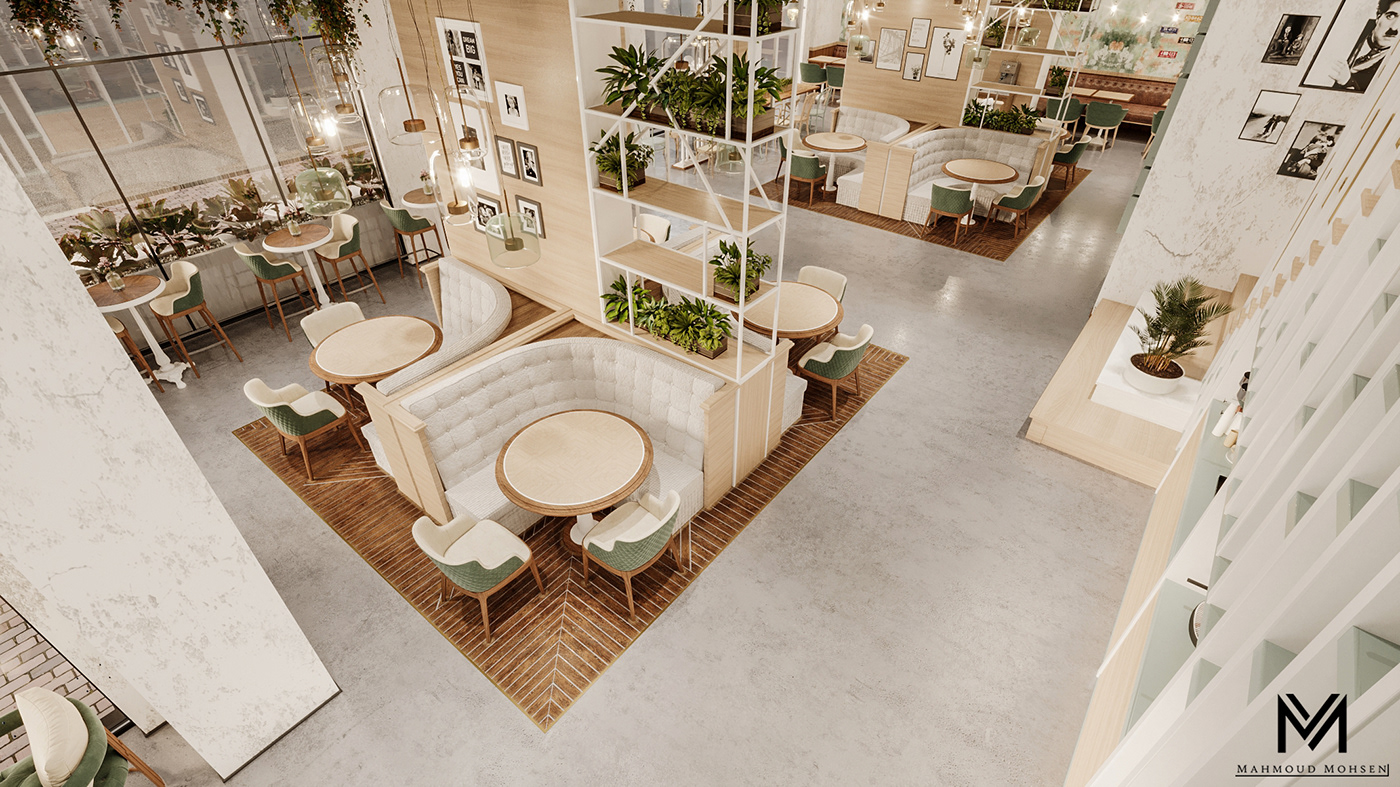 bottega restaurant Cafe design cafe Coffee interior design  3ds max architecture Render modern