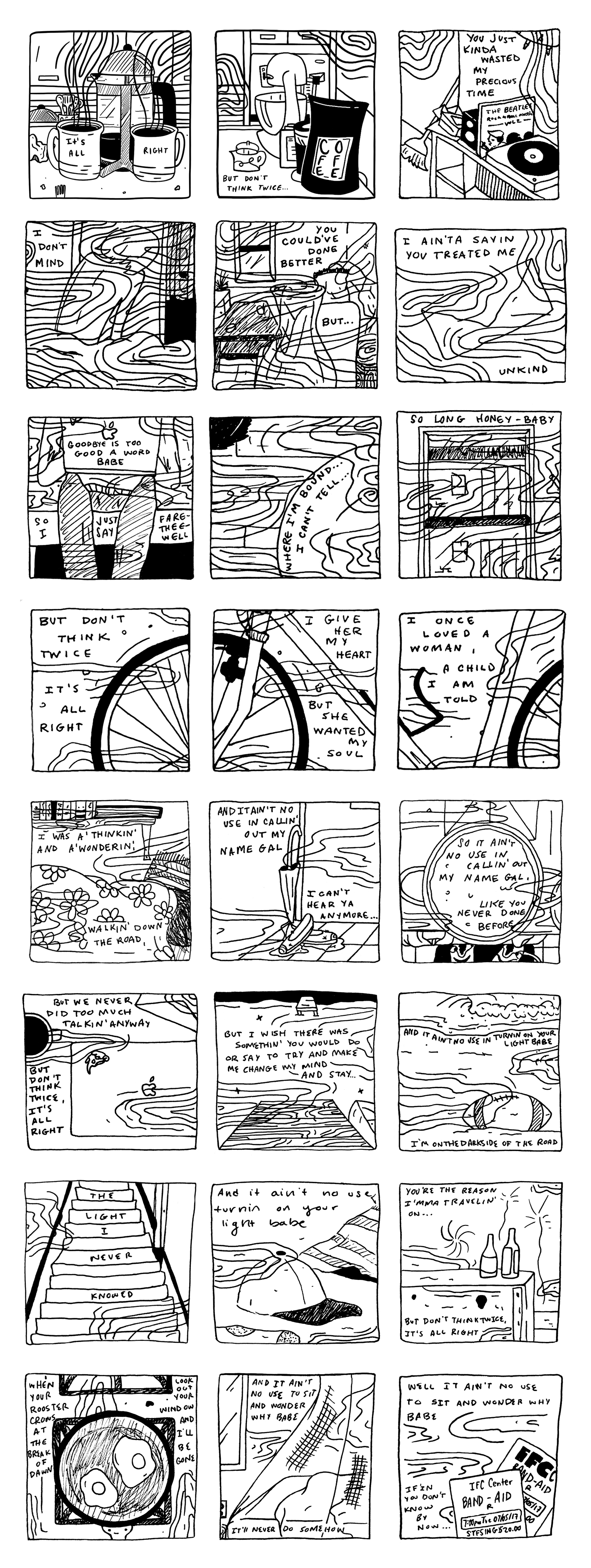 ILLUSTRATION  comic Drawing  panels personal hand-drawn doodles music ink black and white
