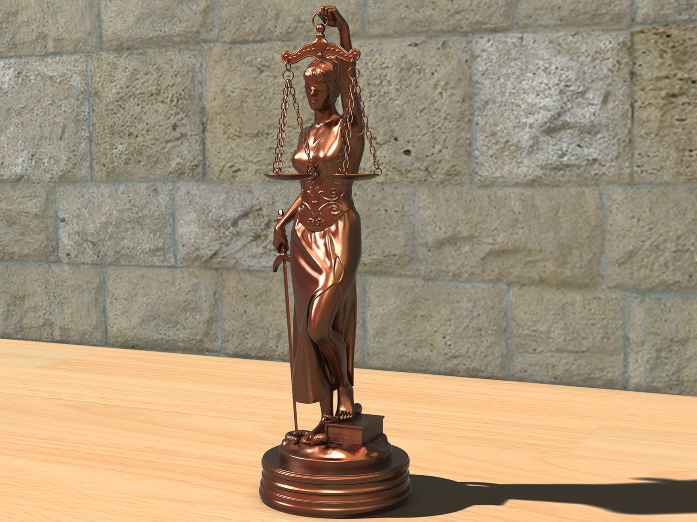 Ilustração 3D statue themis Justice