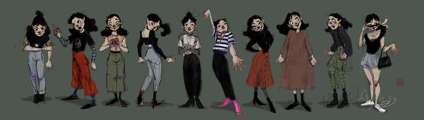 Outfits Character design  digital