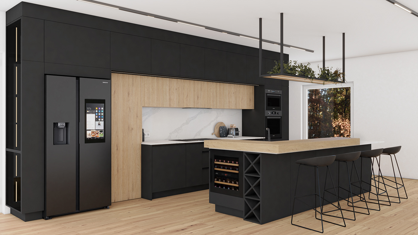 kitchen interior design  Render visualization modern vray