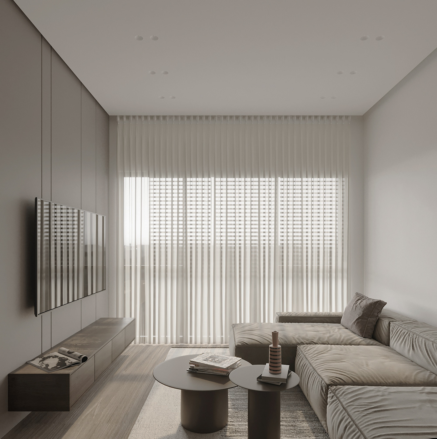 living room apartment interior design  modern architecture Render visualization 3ds max corona minimal