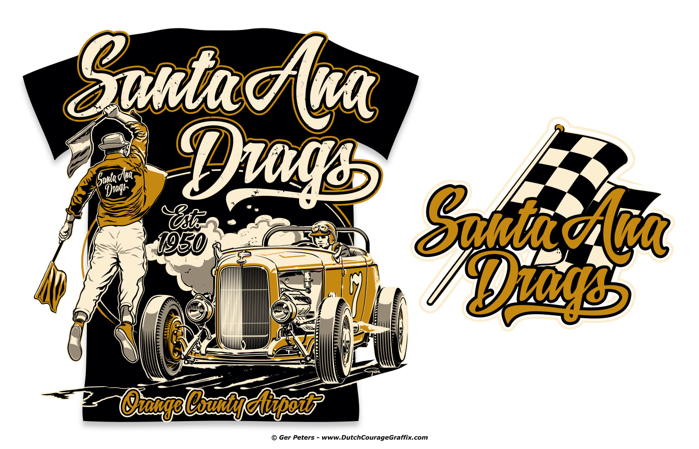vintage nostalgic Classic ILLUSTRATION  design t-shirt artwork Racing apparel Drag