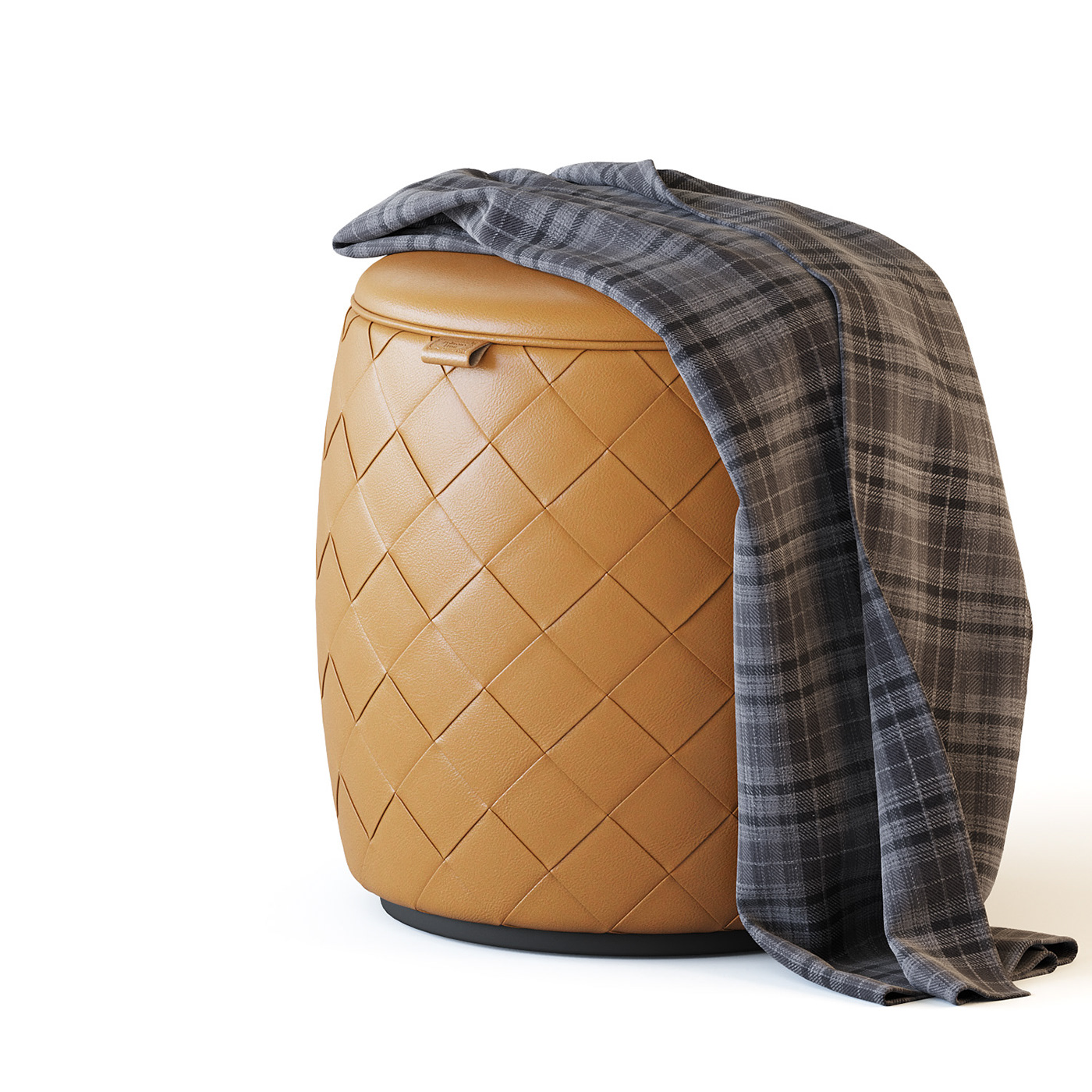 leather ottoman weaving plaid clouth poofy 3D 3ds max Render corona
