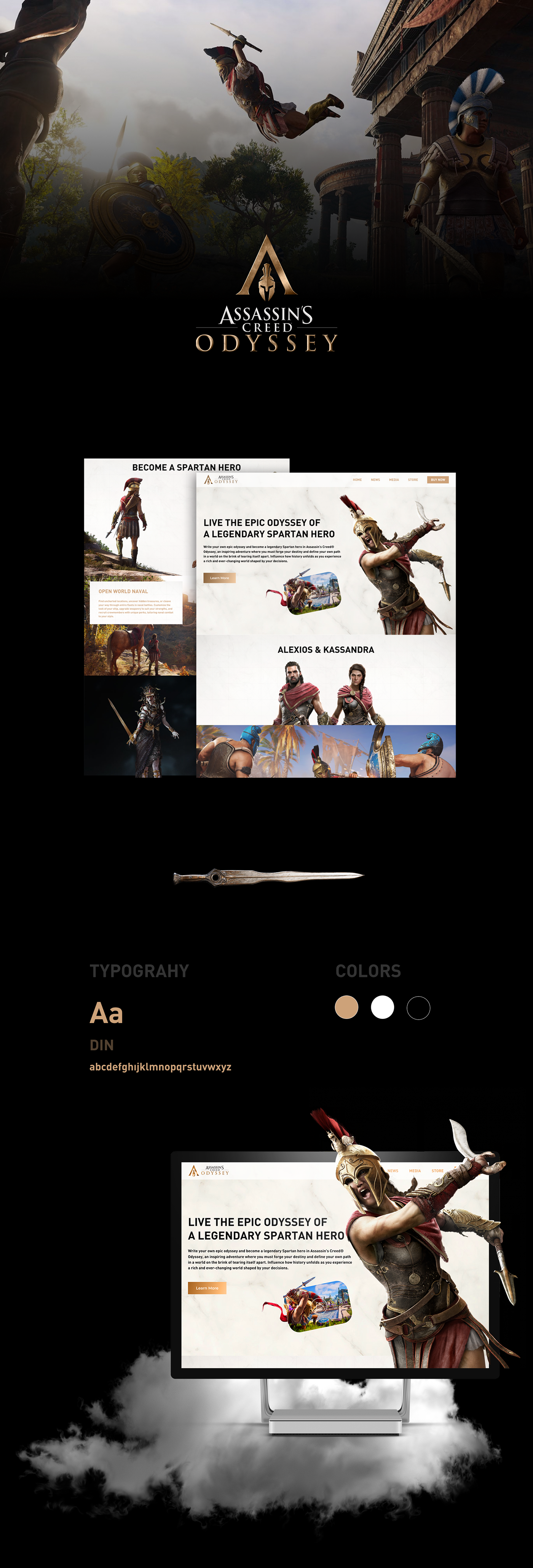 redesign concept Website assassin's odyssey Assassin's Creed game UI ux Character