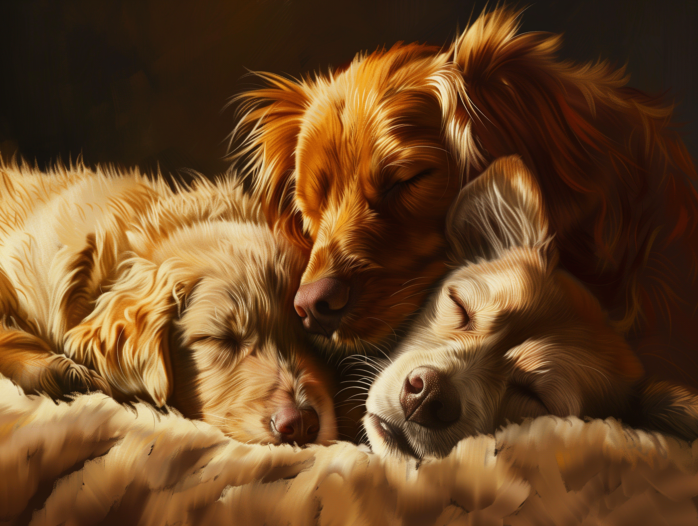 napping sleeping animals pets AI generated images photorealistic