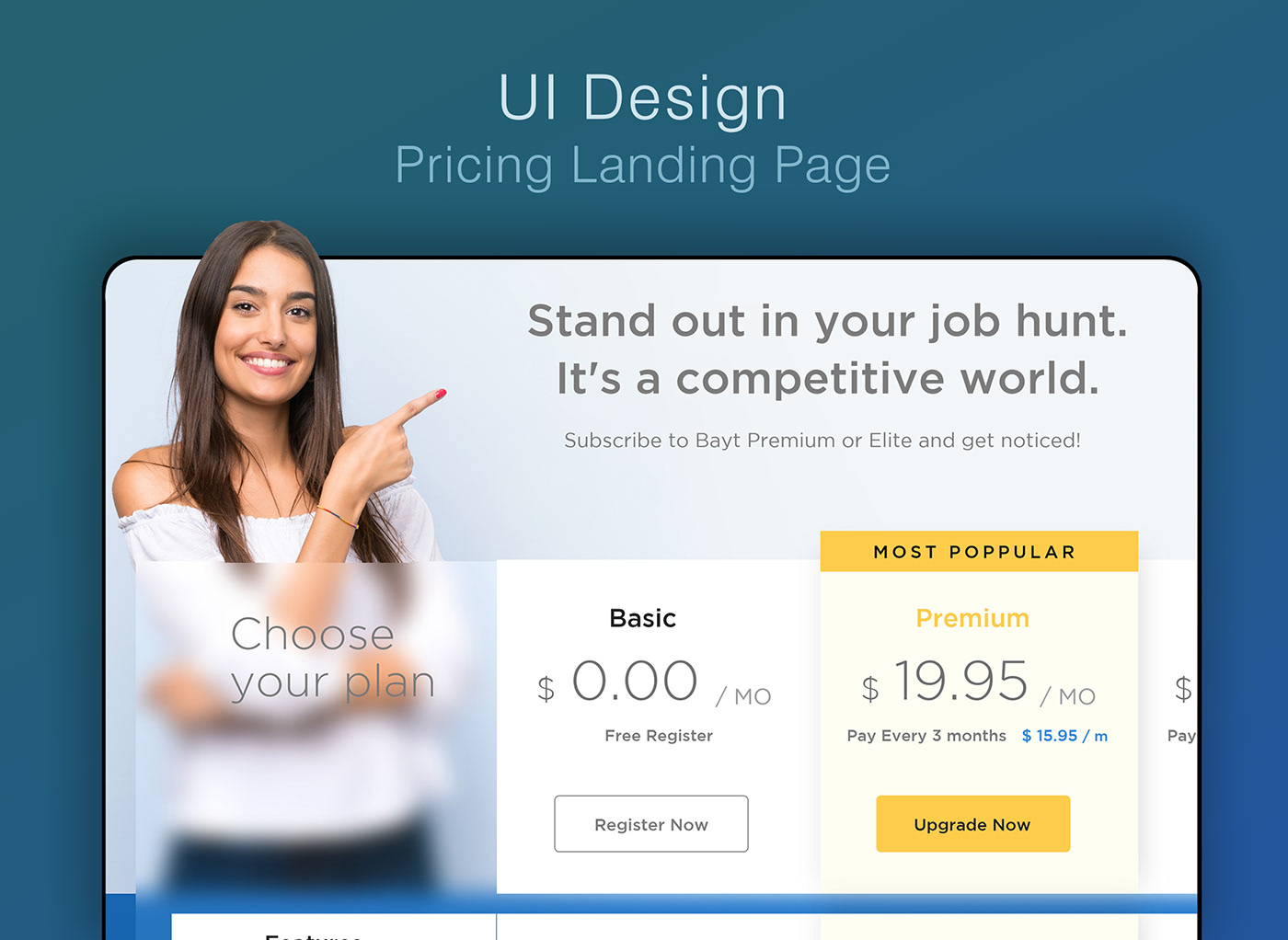 Clean and simple designs jobportal Payment Plan Pricing Pricing Landing page Pricing Page ui design UI design for Pricing