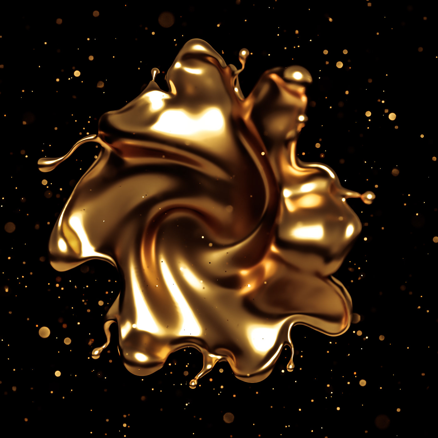 3D ILLUSTRATION  background black gold luxury splash Liquid jewelry decoration