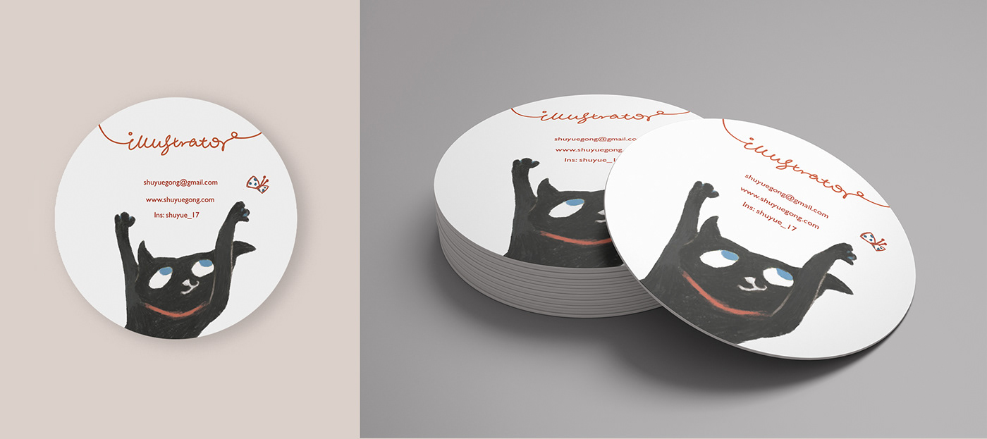 business card ILLUSTRATION  Illustrator Black Cat masking tape