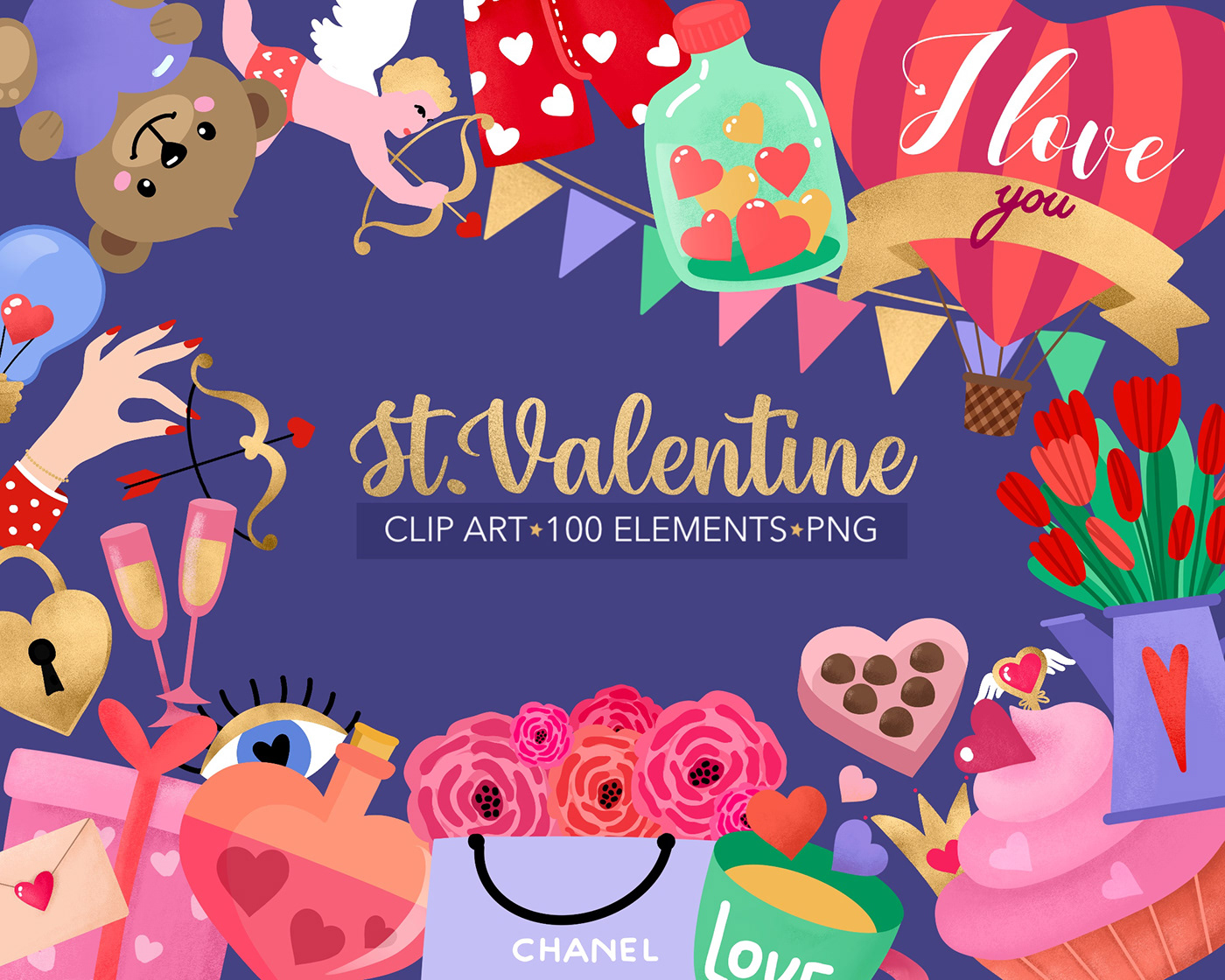 digital stiskers Hearts Stickers overdream studio romantic clipart seamless pattern St.Valentine Surface Pattern Valentine clipart Valentines day design