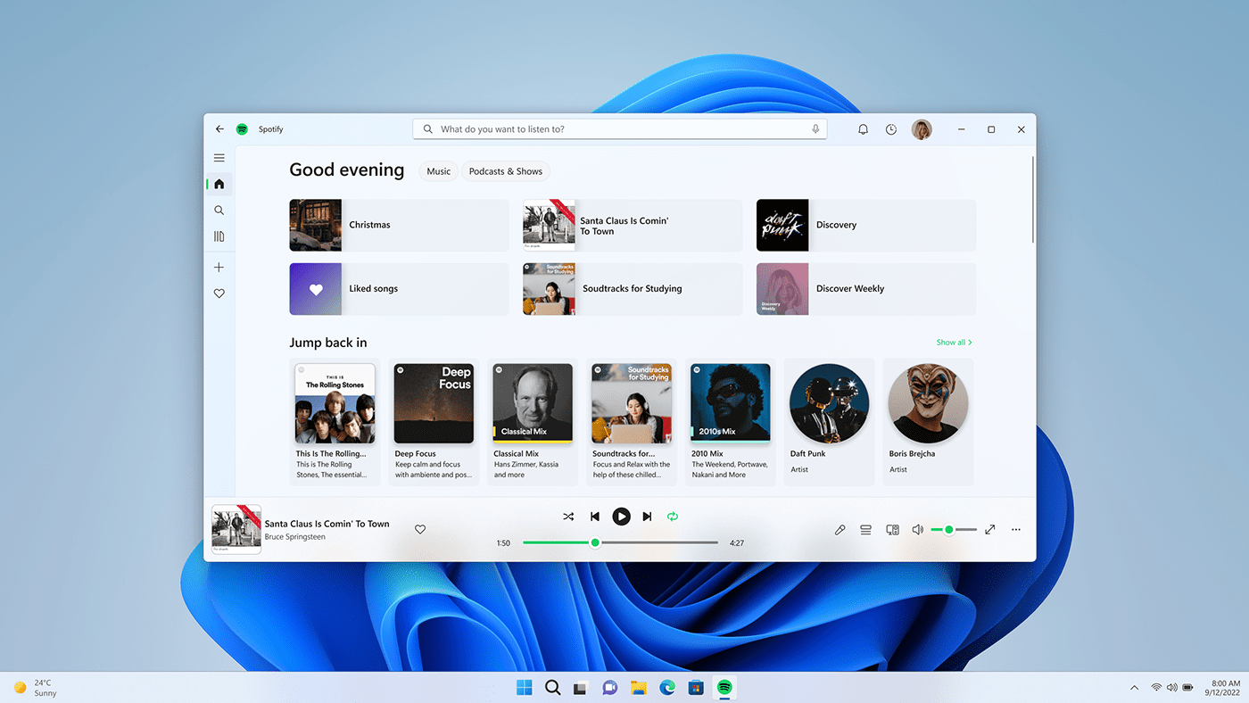 Spotify Windows 11 UI on Behance