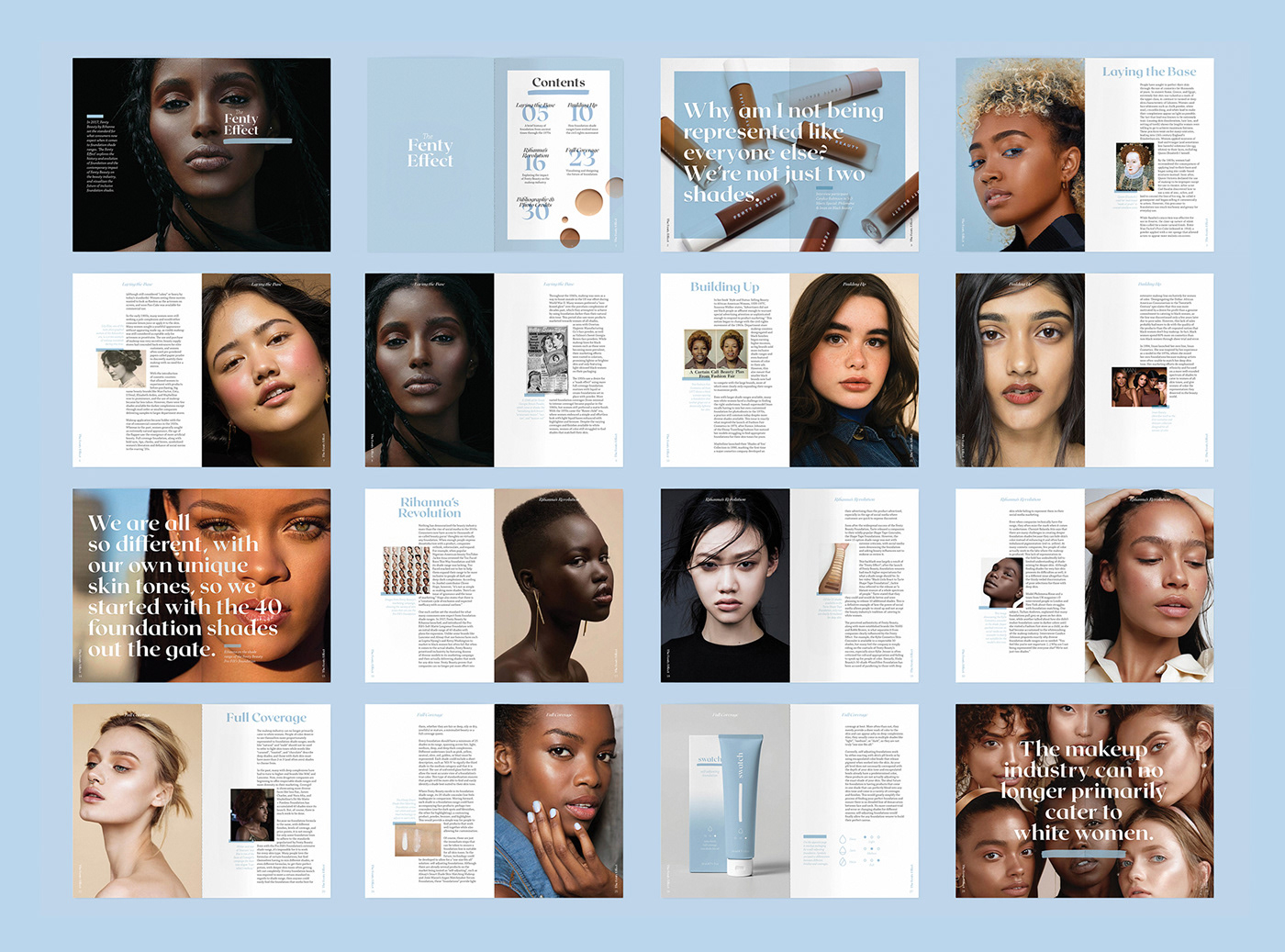 Rihanna Fenty Beauty foundation makeup beauty design Layout Design editorial design  makeup packaging foundation packaging Diversity