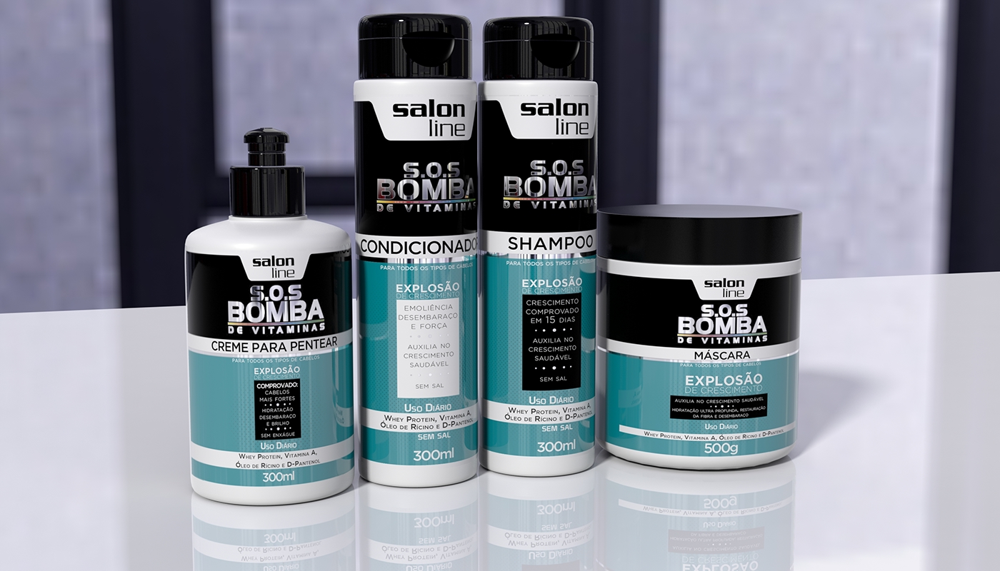 Salon Line cosmetics embalagem Cosméticos Packaging hair SOS Bomba